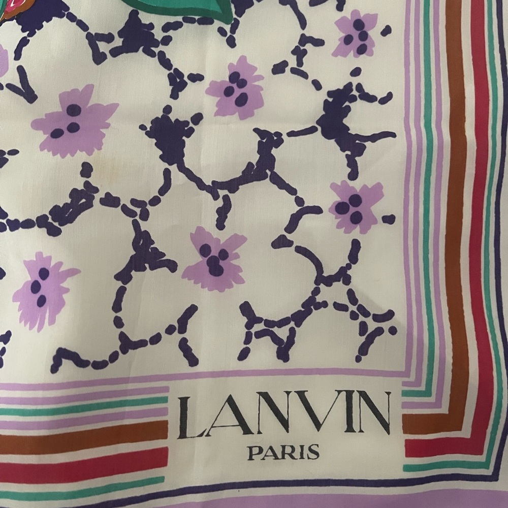 Lanvin Paris silk scarf , floral design vintage 22” x 22” - Picture 5 of 9